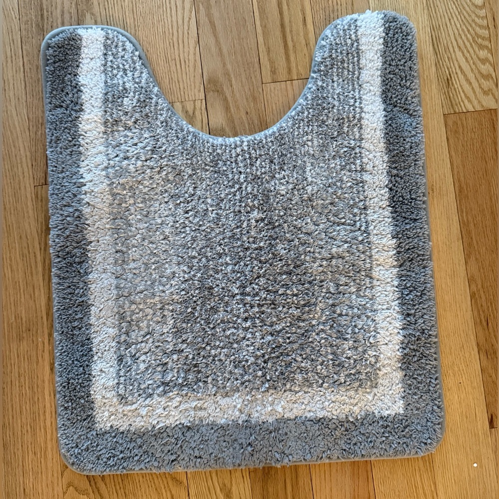 ♥️ Toilet rug u-shape |  Gray and White Bath Mat 24x20 soft